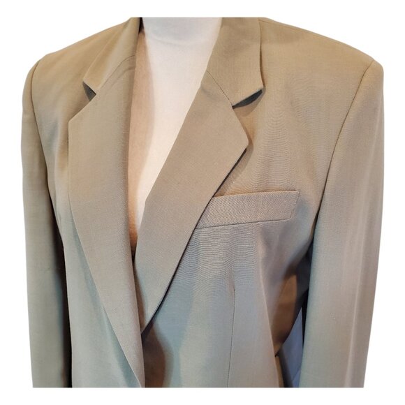 LANDS END SZ 8 Women 100% Wool Tan Khaki Single-Breasted Tailored Classic Blazer - Picture 3 of 11